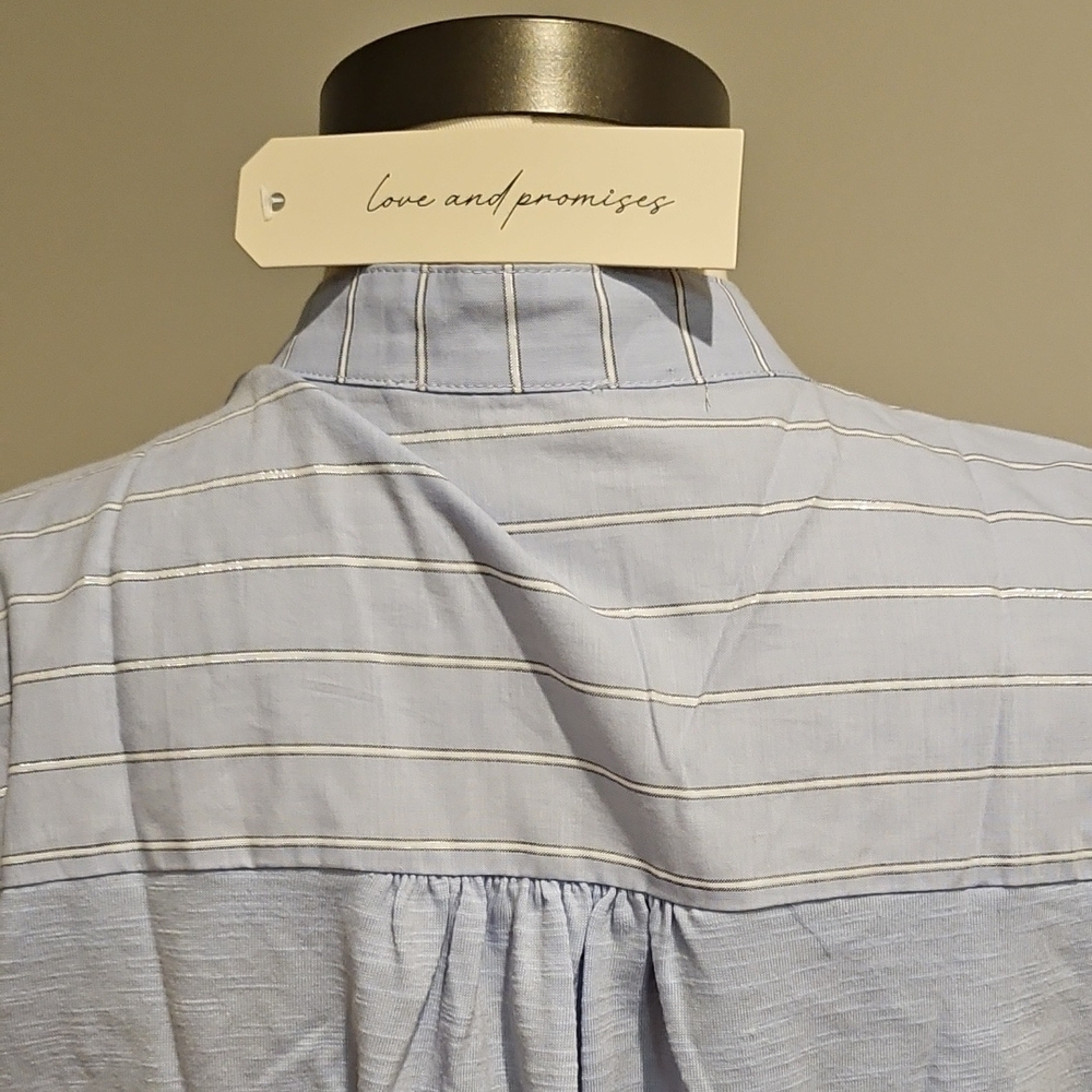 Sky Blue Striped Women's Casual Shirt - Picture 5 of 6